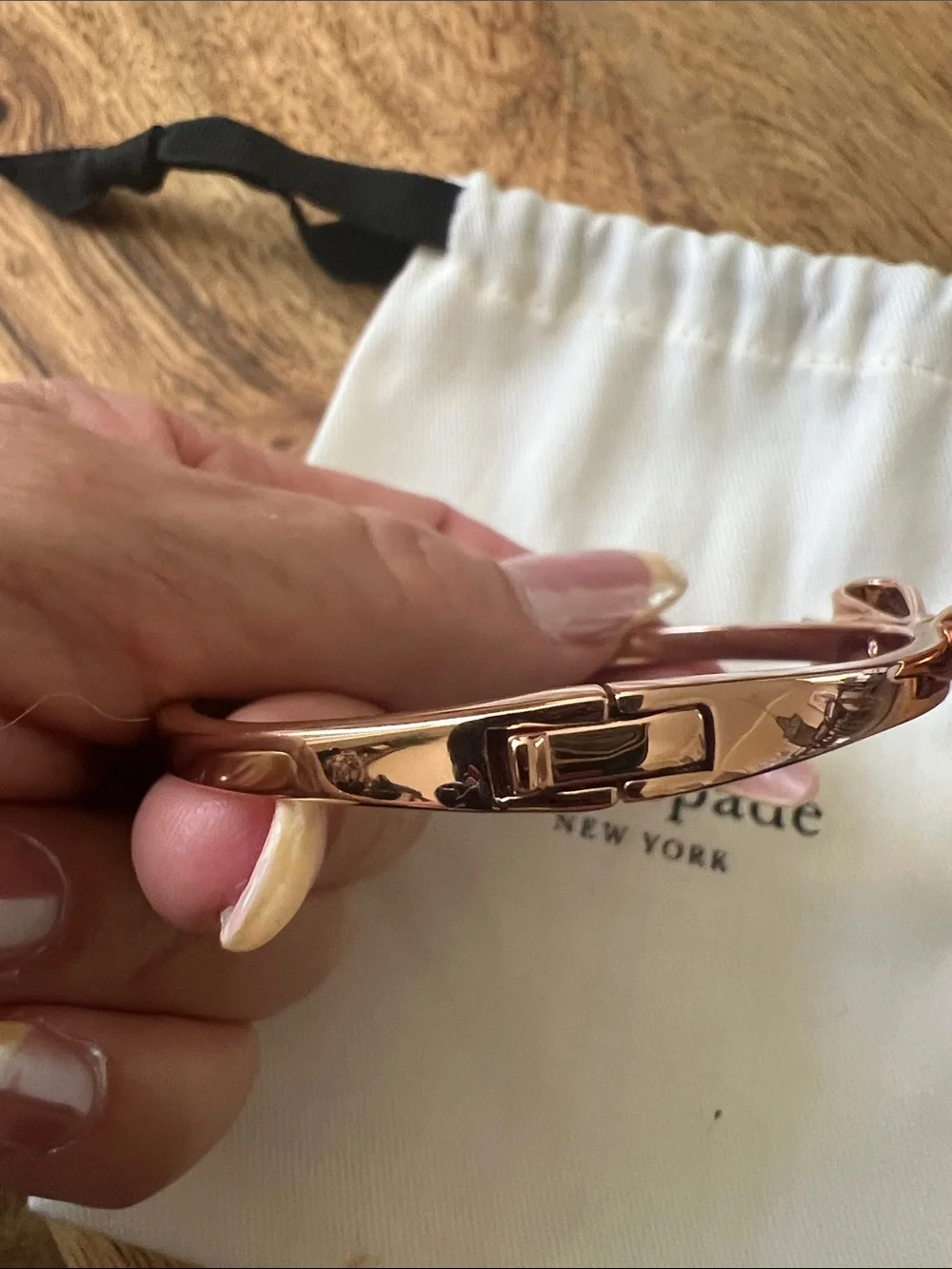 kate spade Rose Gold Bow Bangle Bracelet AND CZ chain bracelet Set - Picture 5 of 8